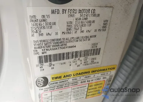 2016 Ford Expedition Limited from USA, damaged, VIN 1FMJU2AT7GEF06804